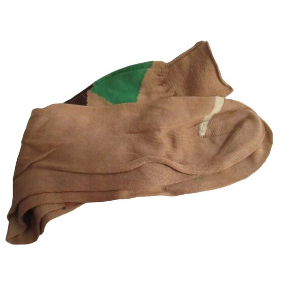 Vintage Men's Socks 11 Argyle 1 Pair NEW Highlander Sport Sox Sand MCM USA - Picture 3 of 4